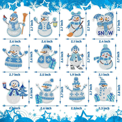 Schneemann Diamant Painting Set Weihnachten Deko 12 Stück