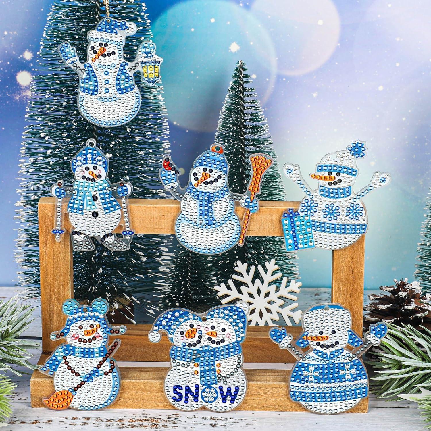 12 Stück Schneemann Diamant Painting Weihnachtsdekoration DIY Set