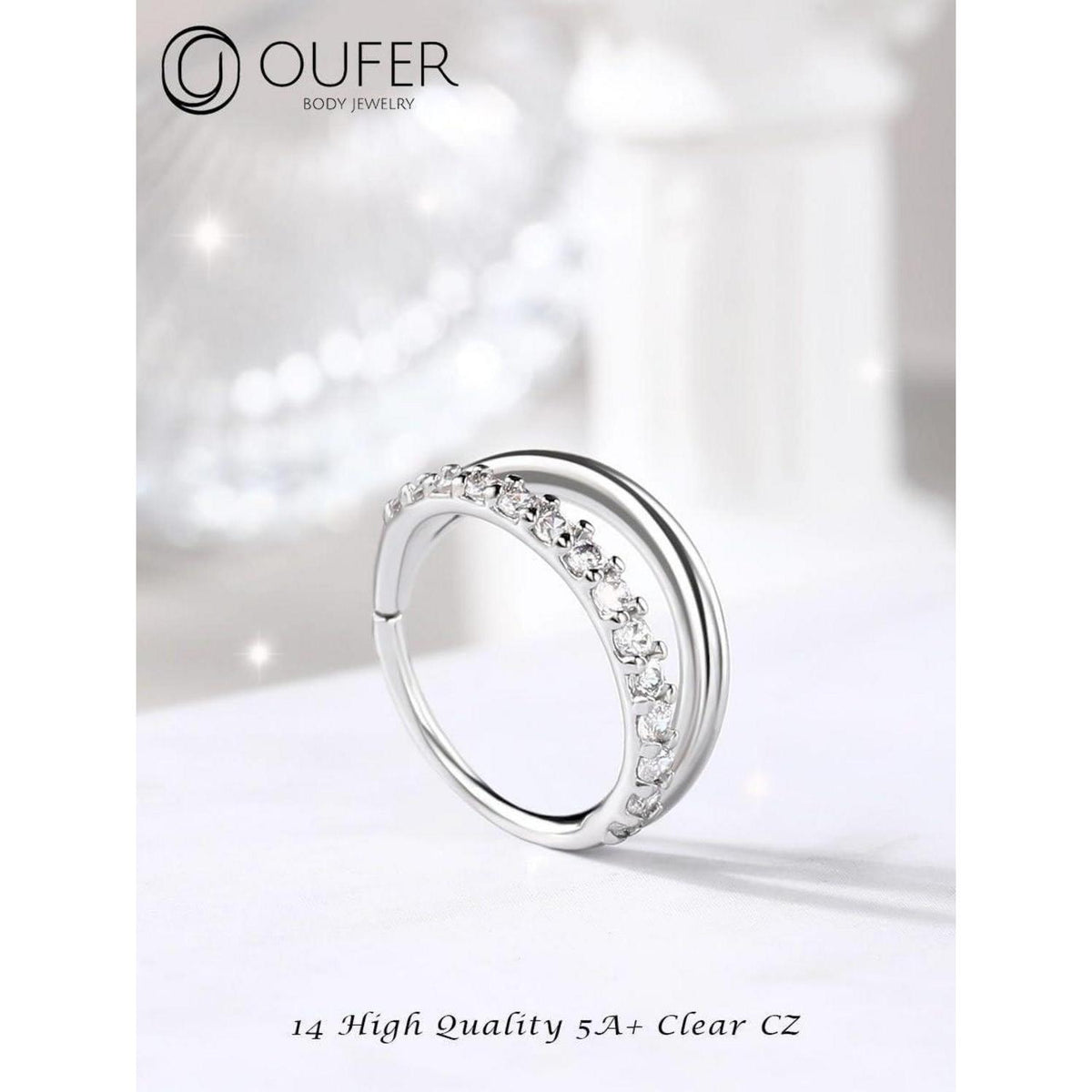 Nasenring 20G Klar/Blau/Rosa CZ 8mm Edelstahl Knorpel Ohrpiercing