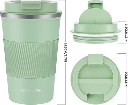 Aolieh Thermobecher Edelstahl Kaffeebecher Isolierbecher 380ml Grün
