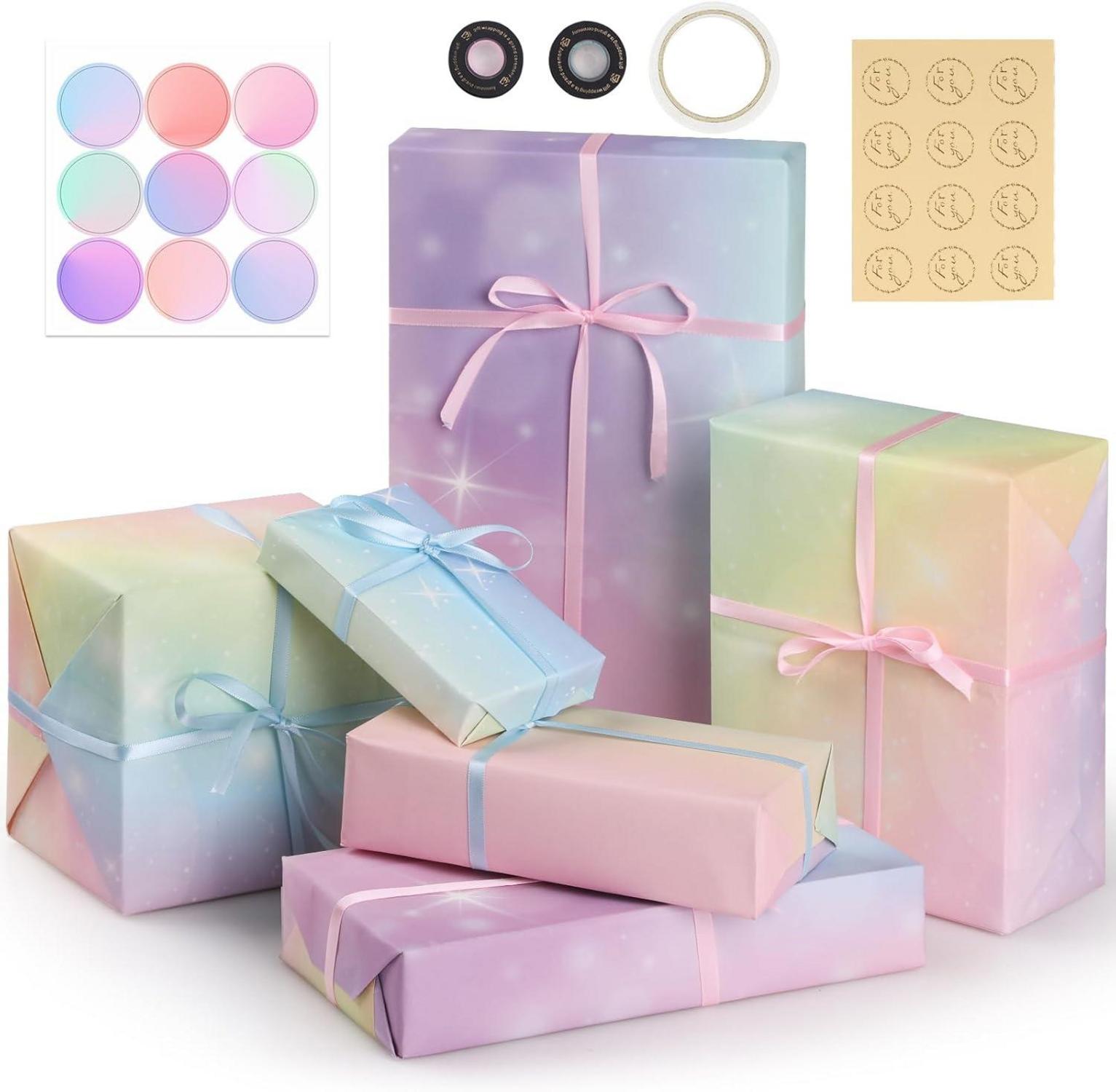 Geschenkpapier Fantasy-Farbverlauf 6 Blätter 50x70cm Set