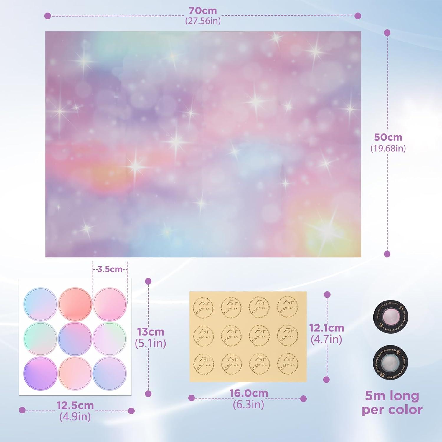 Geschenkpapier Fantasy-Farbverlauf 6 Blätter 50x70cm Set