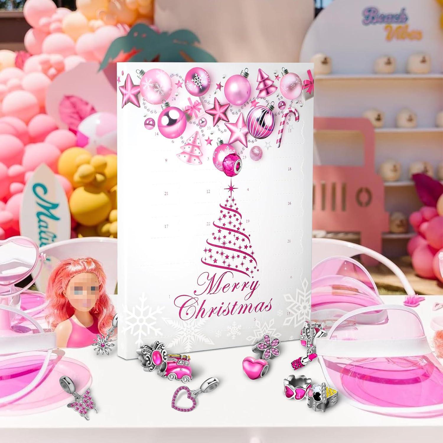 MJARTORIA Rosa DIY Schmuck Adventskalender für Mädchen inkl. Metallanhänger