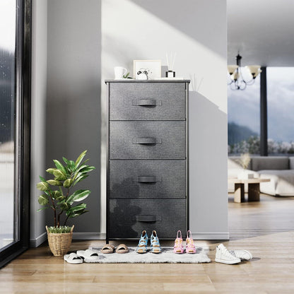 YITAHOME Stoffkommode mit 4 Schubladen, Aufbewahrungsschrank, grau