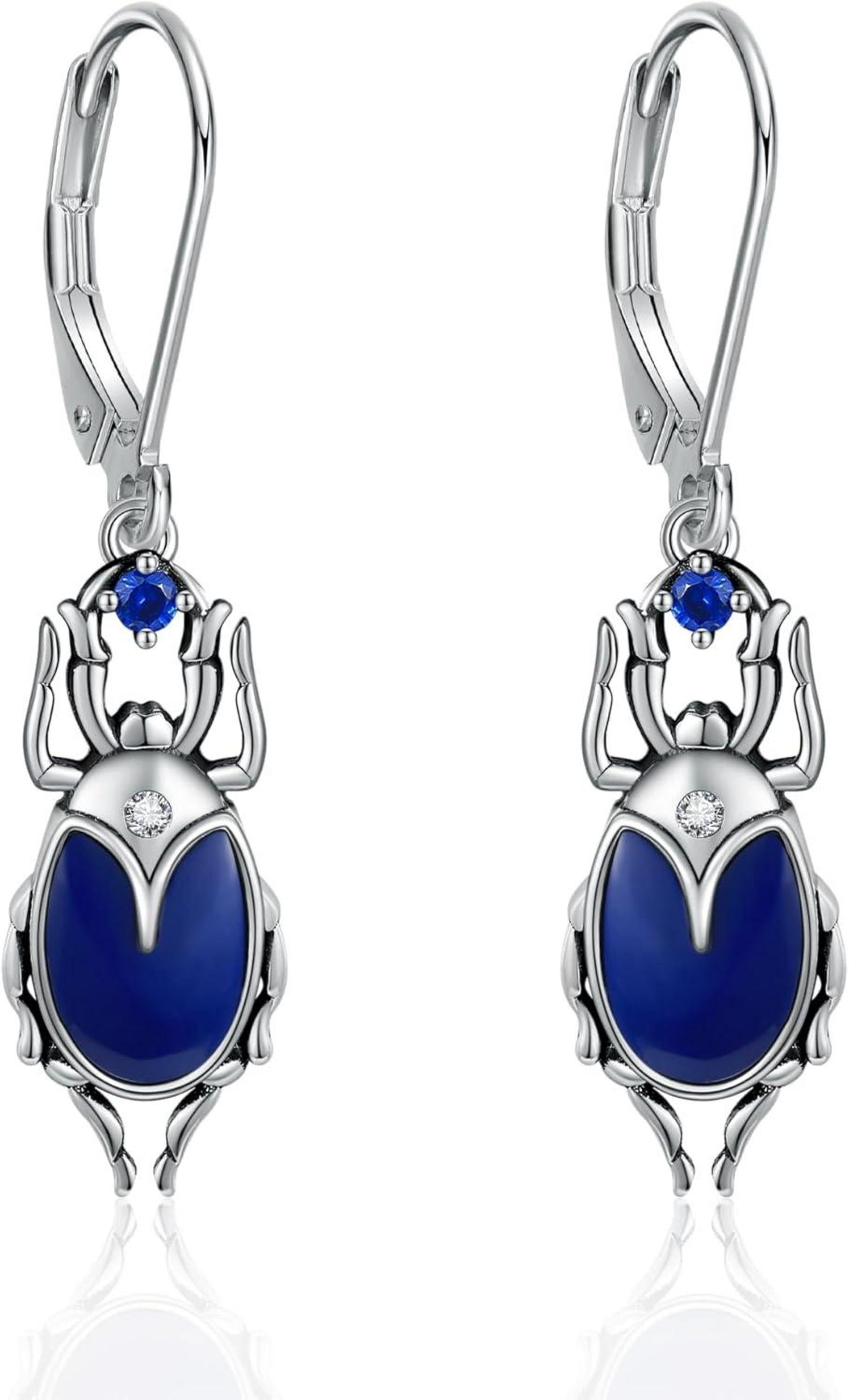 Käfer Ohrringe Sterling Silber Lapislazuli Vintage Geschenke