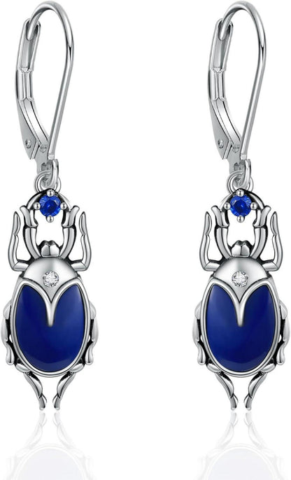 Käfer Ohrringe Sterling Silber Lapislazuli Vintage Geschenke