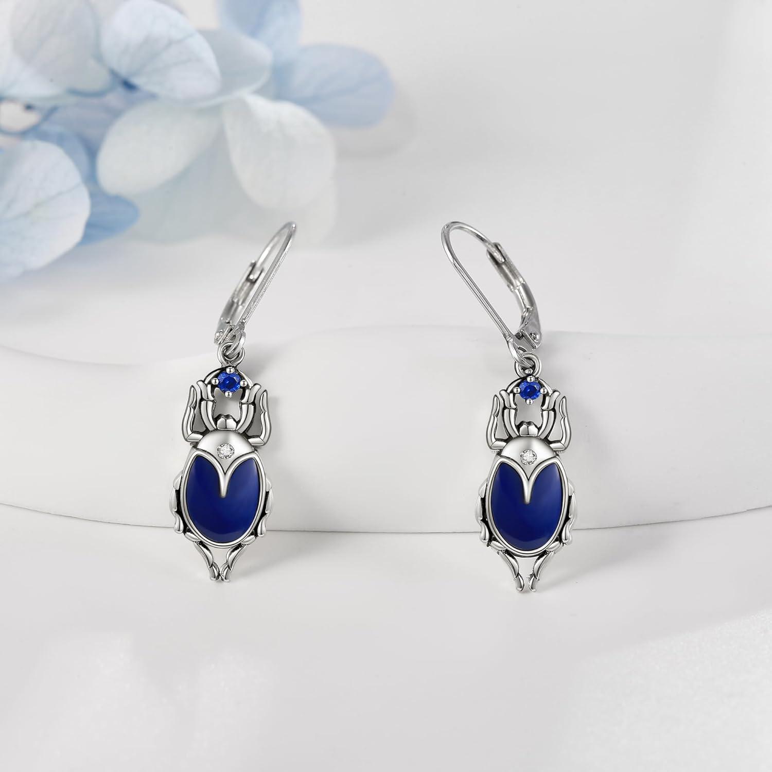 Käfer Ohrringe Sterling Silber Lapislazuli Vintage Geschenke