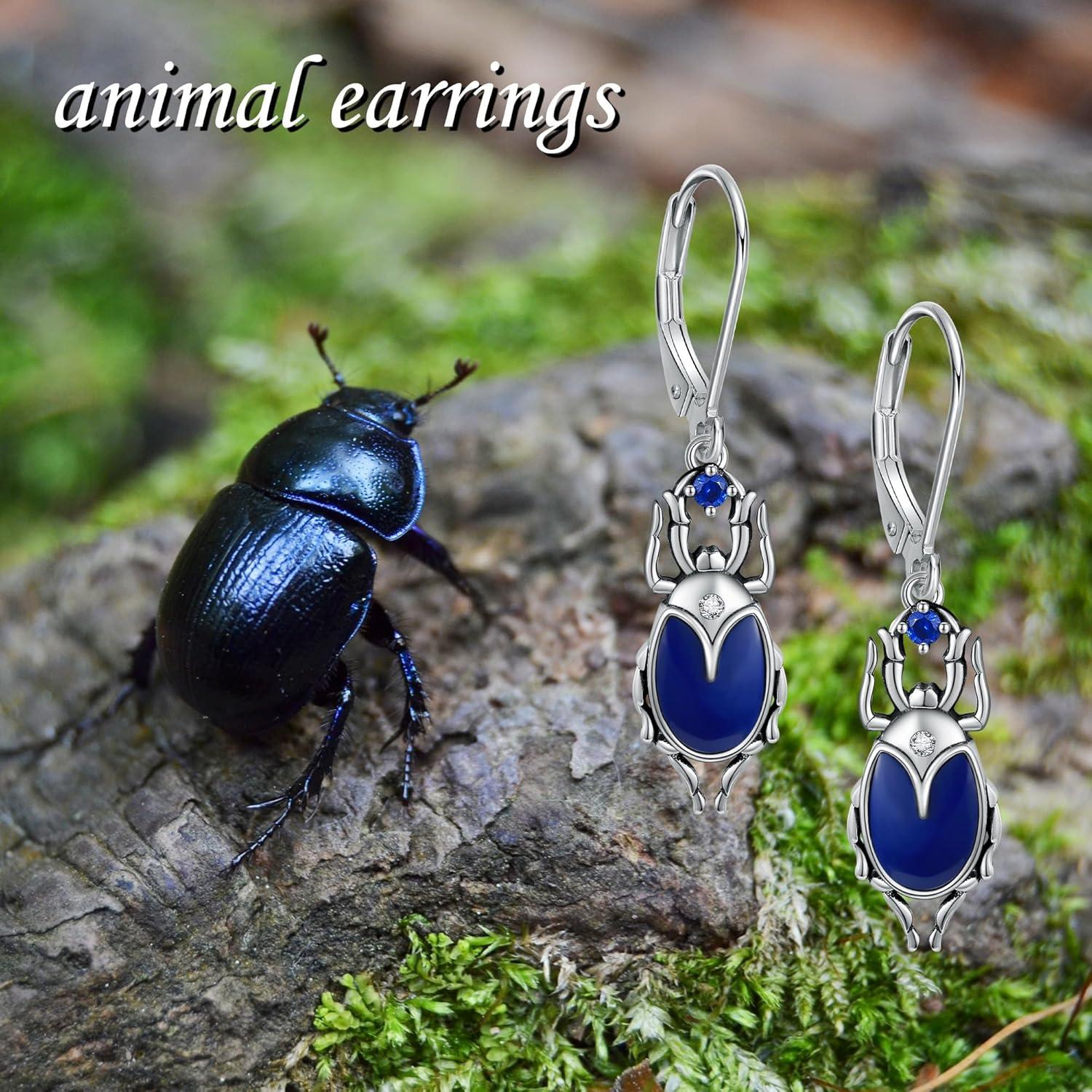Vintage Käfer Ohrringe Sterling Silber Lapislazuli Damen Geschenk