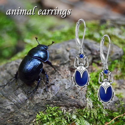 Vintage Käfer Ohrringe Sterling Silber Lapislazuli Damen Geschenk