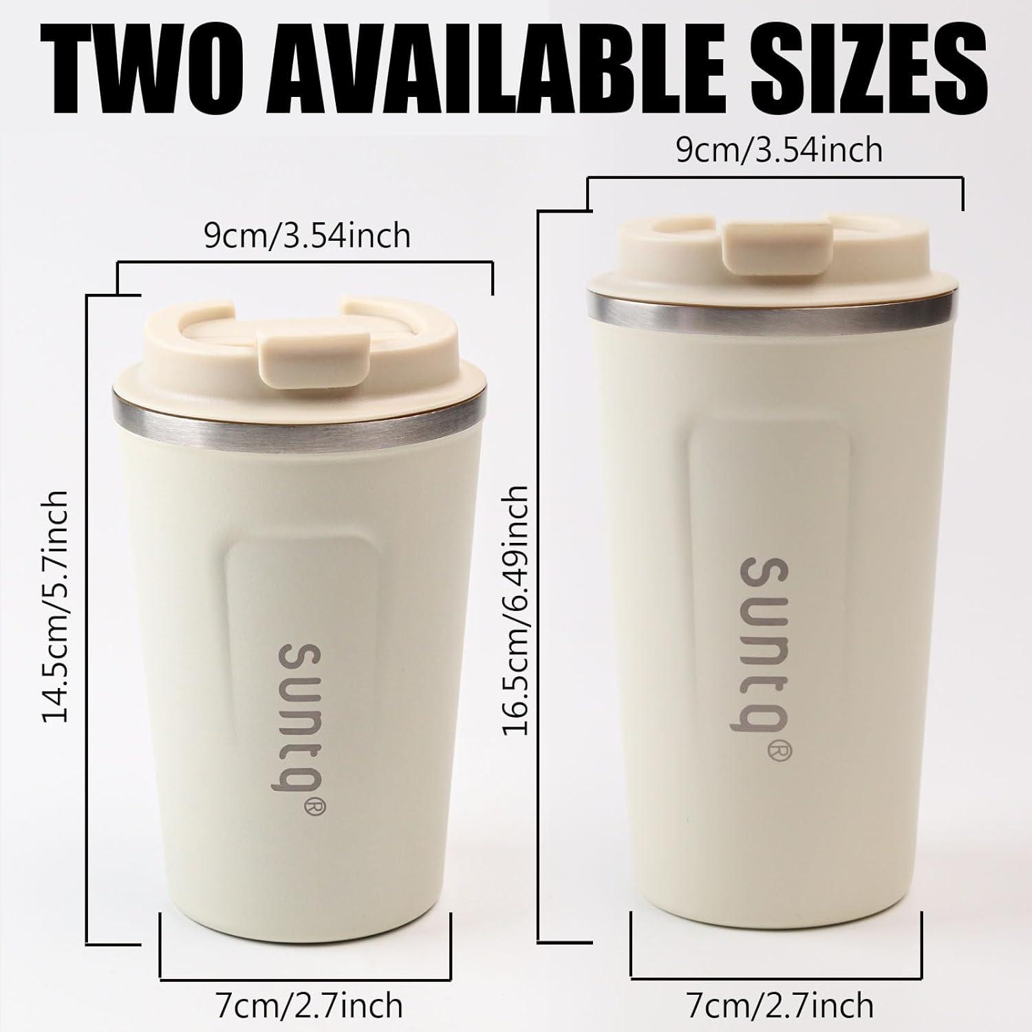 SUNTQ Edelstahl Kaffeebecher to go Doppelwand Isoliert 510ml