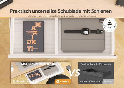 Claiks elektrischer Schreibtisch Höhenverstellbar 120x60 cm mit Schublade