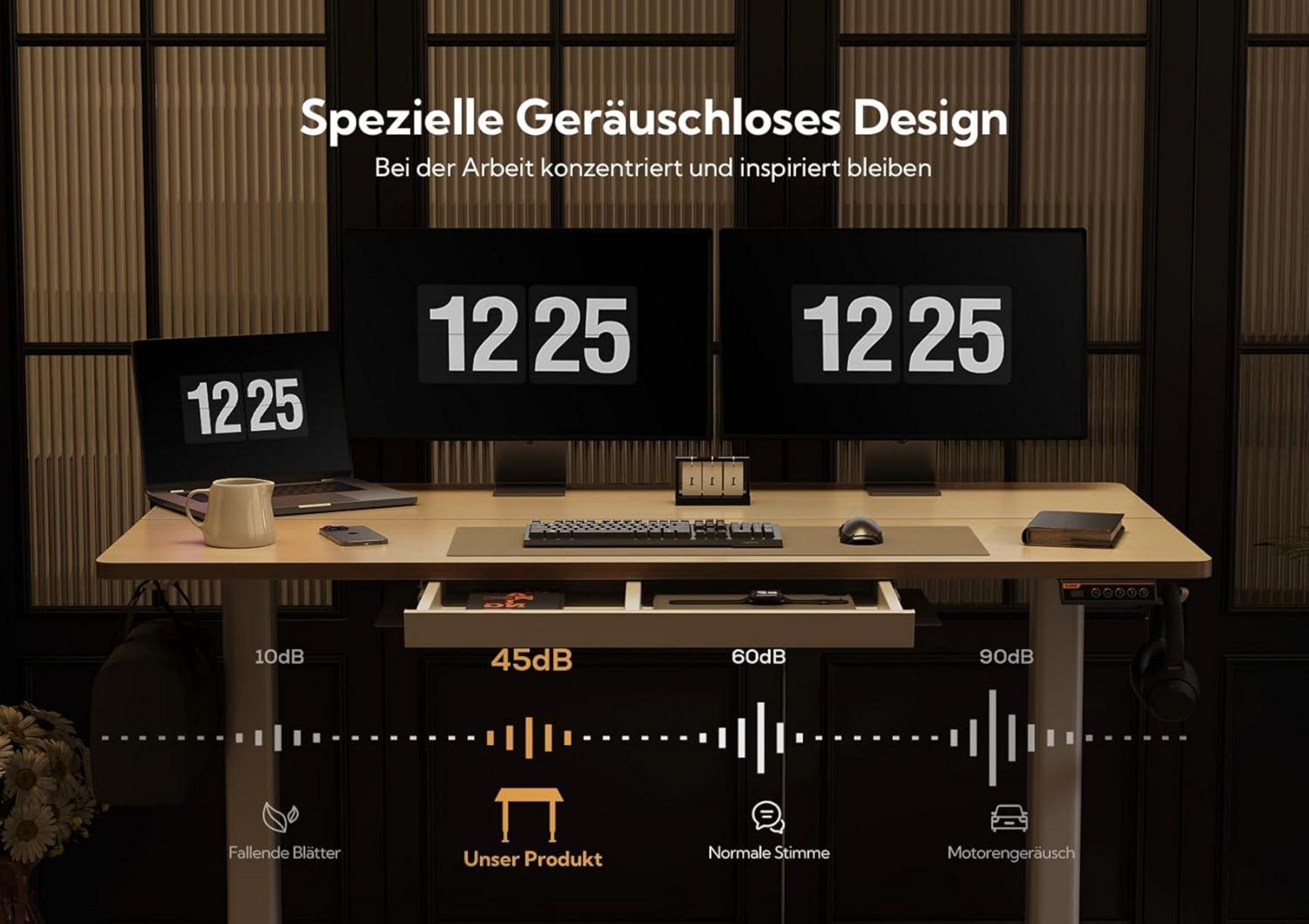 Höhenverstellbarer Schreibtisch Elektrisch 120x60 cm mit