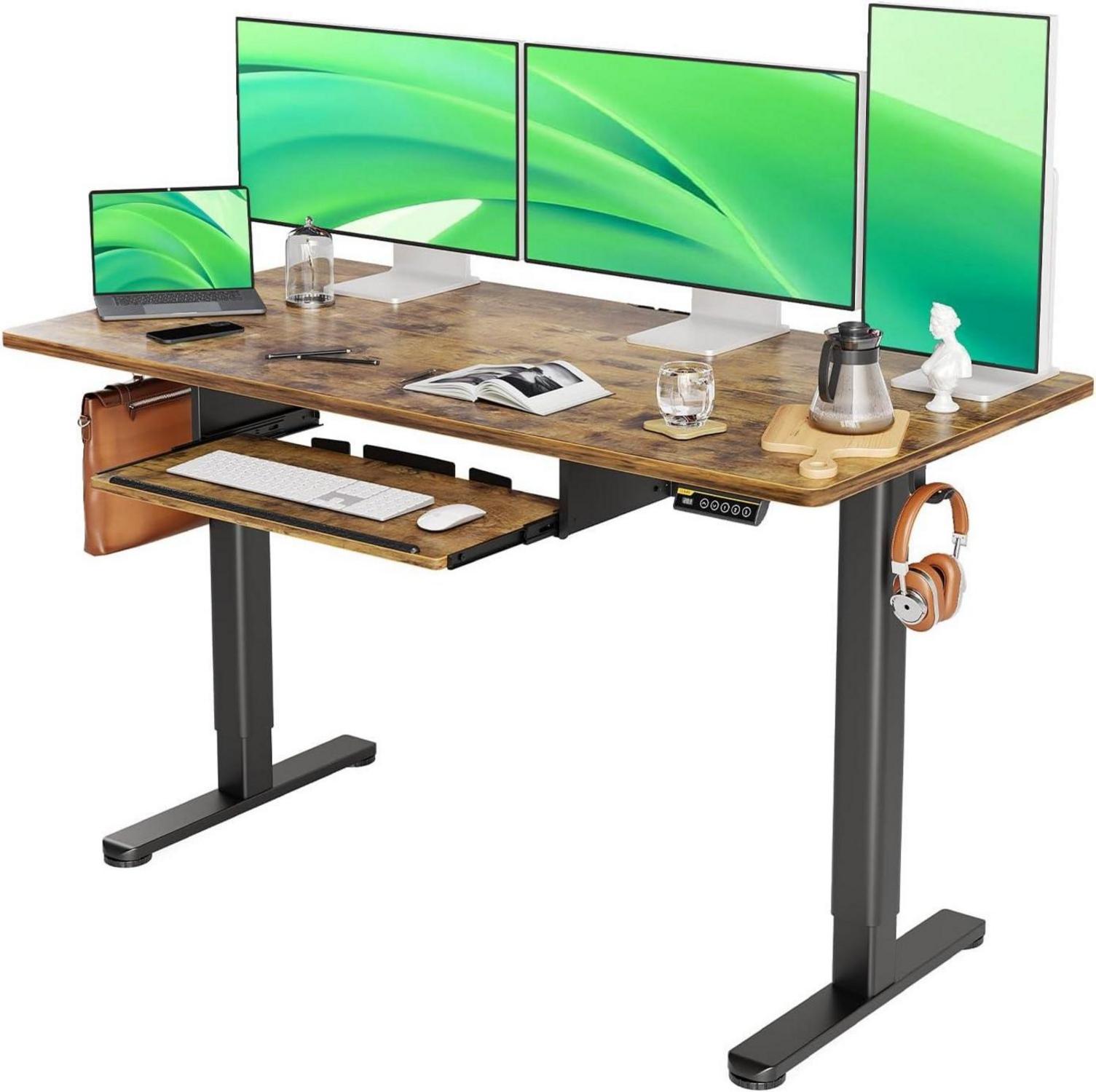 Höhenverstellbarer Schreibtisch Elektrisch mit Tastaturablage 140x60cm