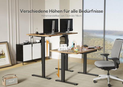 Höhenverstellbarer Schreibtisch 120x60 cm Elektrisch Standing Desk Schwarz/Braun