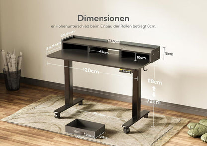 Höhenverstellbarer Schreibtisch mit Schubladen und