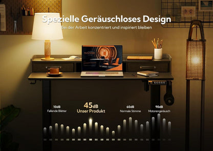 Höhenverstellbarer Schreibtisch 120x60 cm mit Schubladen und