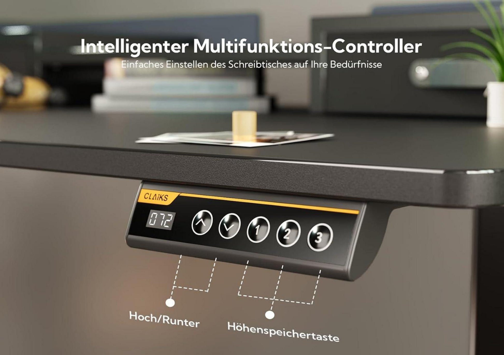 Höhenverstellbarer Schreibtisch 120x60 cm Elektrisch mit Schubladen und