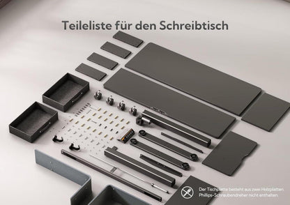 Höhenverstellbarer Schreibtisch 120x60 cm mit Schubladen und Monitorständer