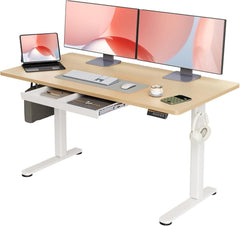 Höhenverstellbarer Schreibtisch mit Schublade 140x60 cm, Elektrisch
