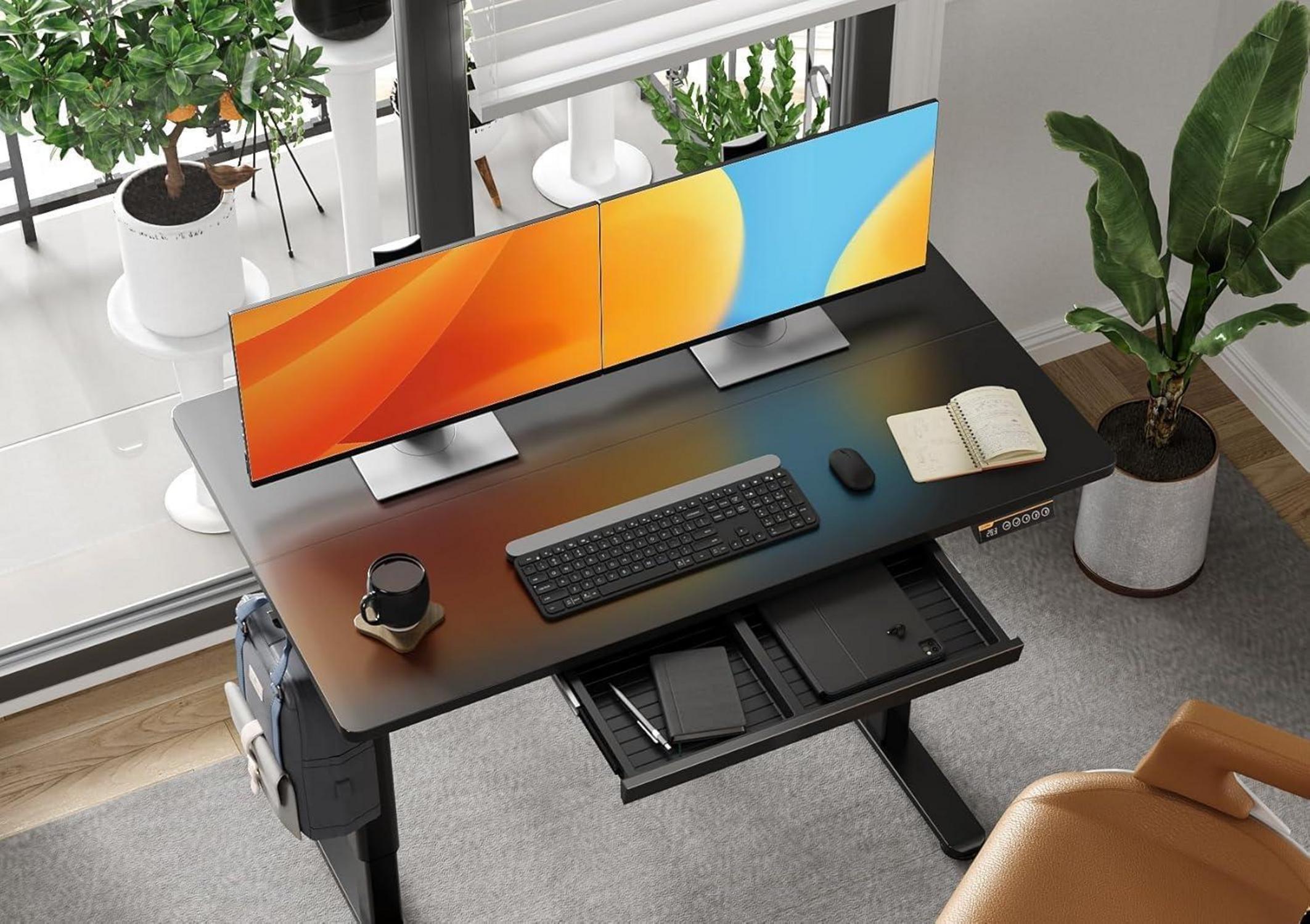 Claiks Höhenverstellbarer Schreibtisch 120x60 cm Schwarz mit