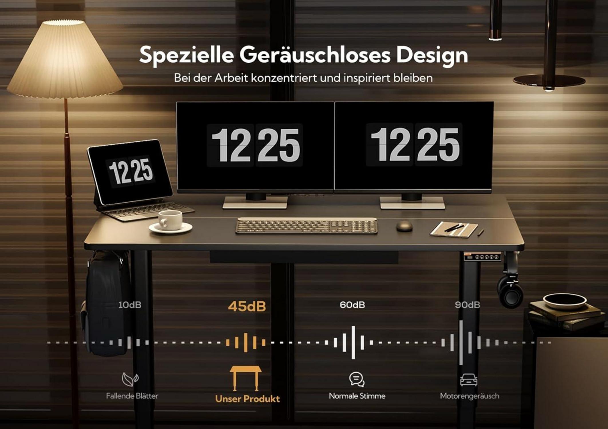 Höhenverstellbarer Schreibtisch Elektrisch Schwarz 120x60 cm mit
