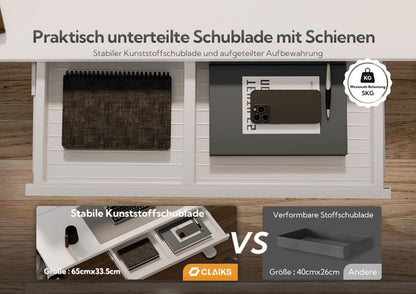 Höhenverstellbarer Schreibtisch 140x60 cm Elektrisch Weiß mit Schublade
