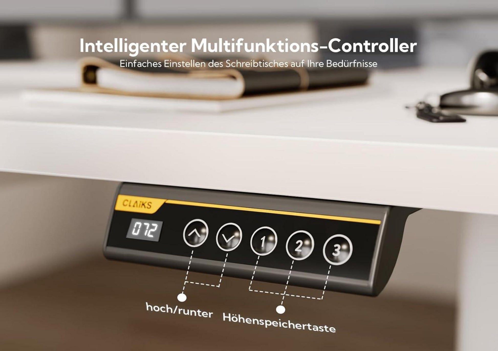 Höhenverstellbarer Schreibtisch 140x60 cm Elektrisch Weiß mit Schublade
