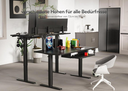 Höhenverstellbarer Schreibtisch Elektrisch mit Tastaturablage 140x60 cm Schwarz