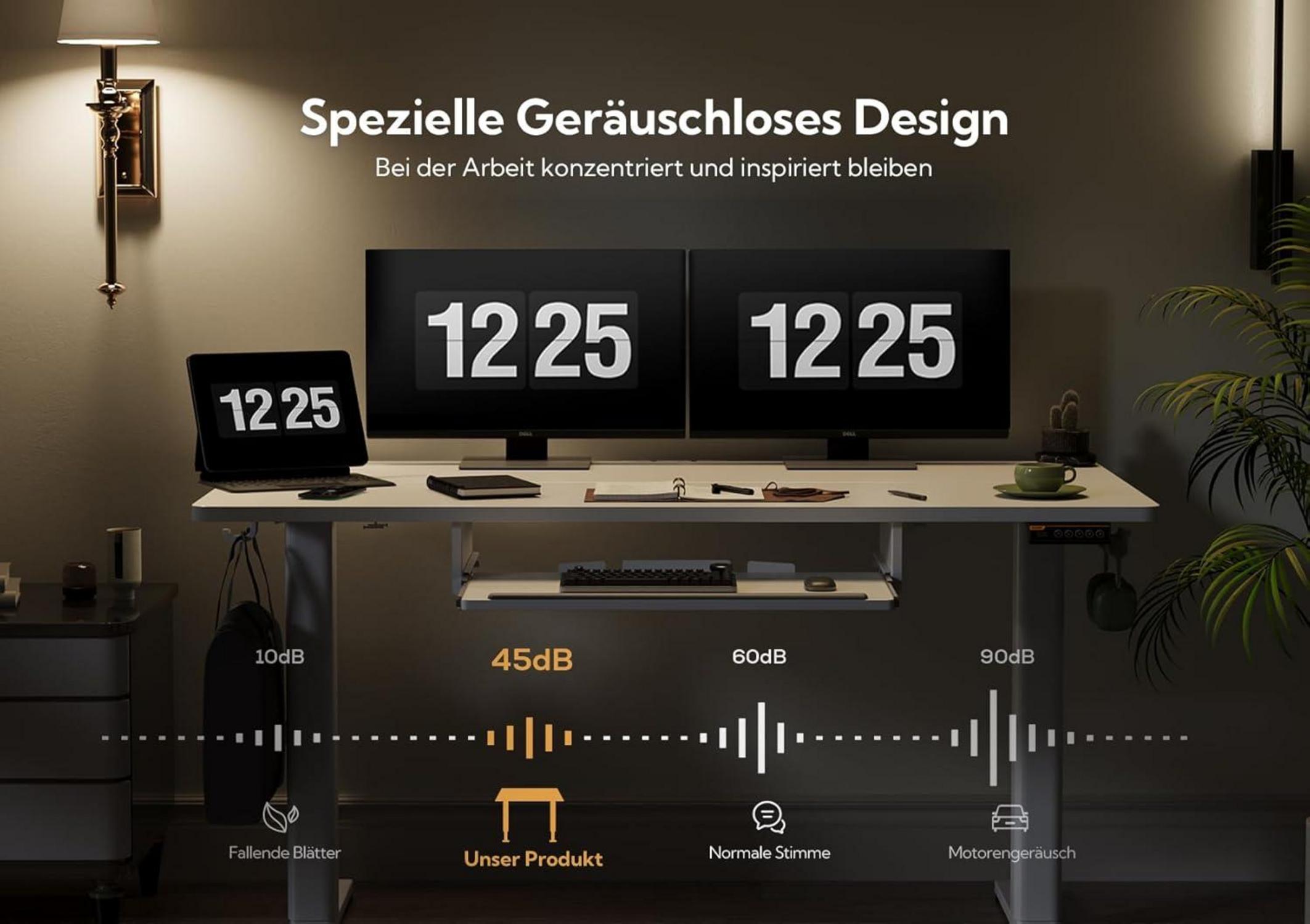 Höhenverstellbarer Schreibtisch Elektrisch mit Tastaturablage 140x60