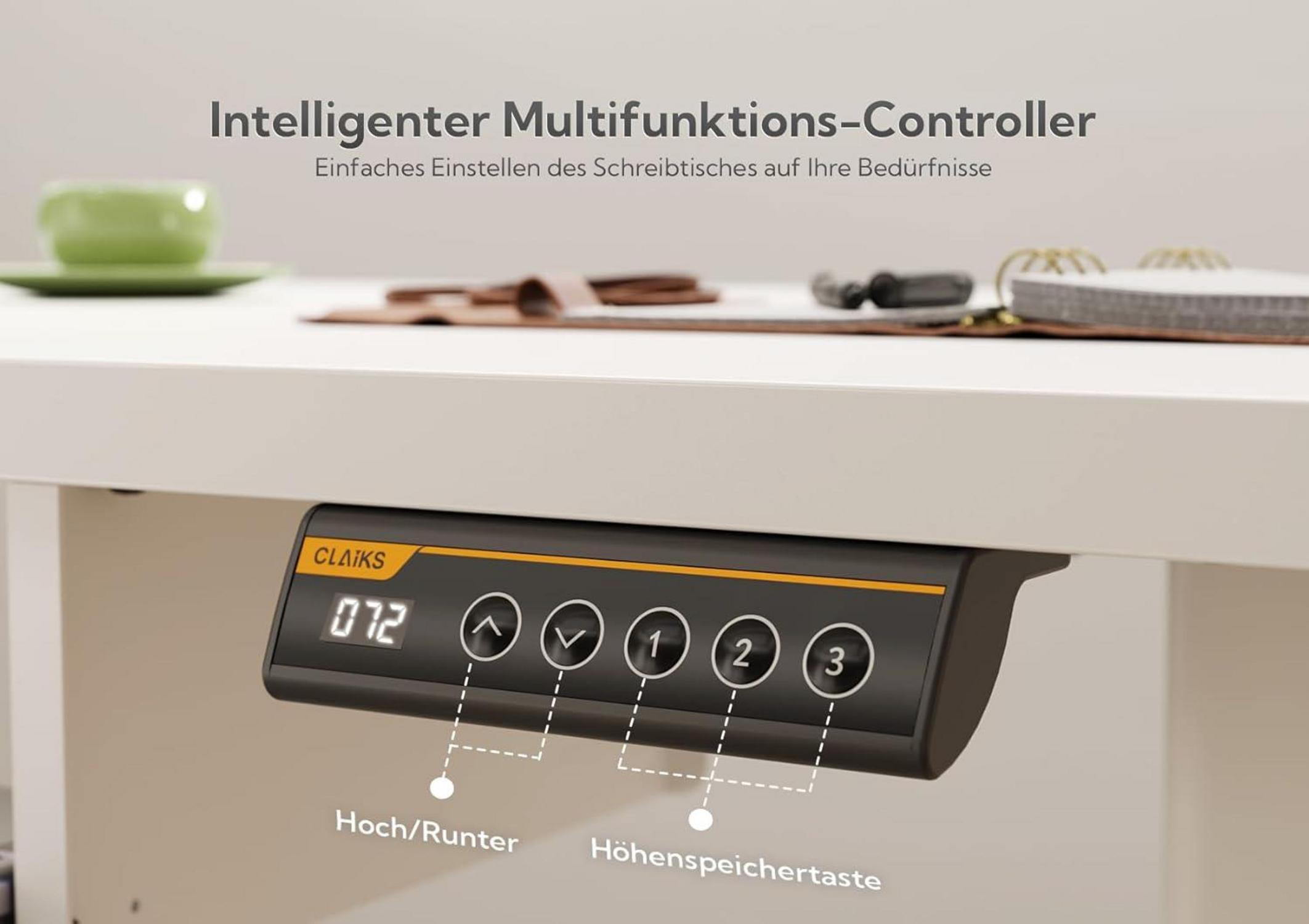 Elektrischer Schreibtisch Höhenverstellbar mit Tastaturablage 140x60 cm