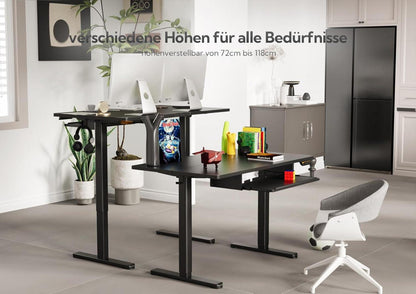 Höhenverstellbarer Schreibtisch Elektrisch 120 x 60 cm mit Tastaturablage