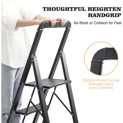 Klapptrittleiter 4 Stufen mit Handlauf, Aluminium, bis 150 kg