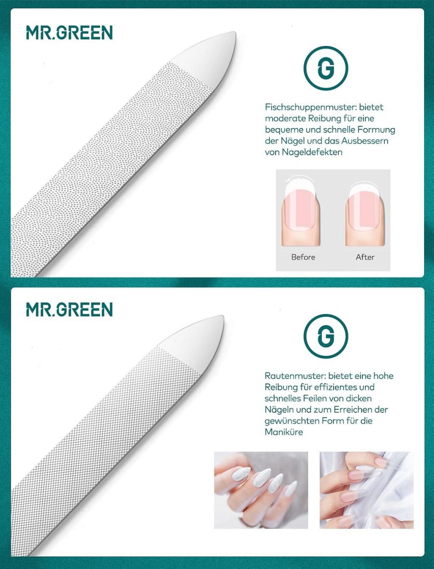 Professionelle Doppelseitige Nagelfeile Solingen Edelstahl Lederetui