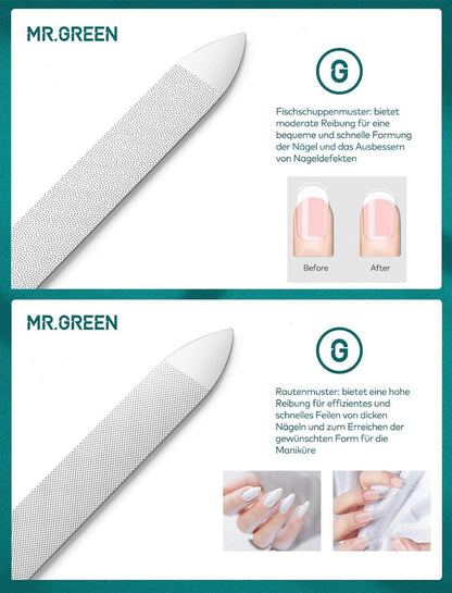 Professionelle Doppelseitige Nagelfeile Solingen Edelstahl Lederetui