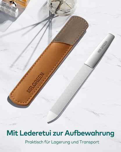 Nagelfeile Doppelseitig Solingen Edelstahl mit Lederetui