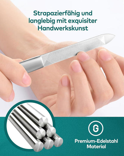 MR.GREEN Nagelfeile Doppelseitige Edelstahl Nail File mit Lederetui