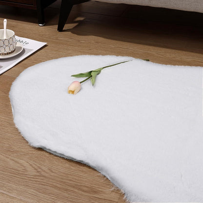 Weicher Hochflor Teppich 60x90cm Weiß Rutschfest Flauschiger