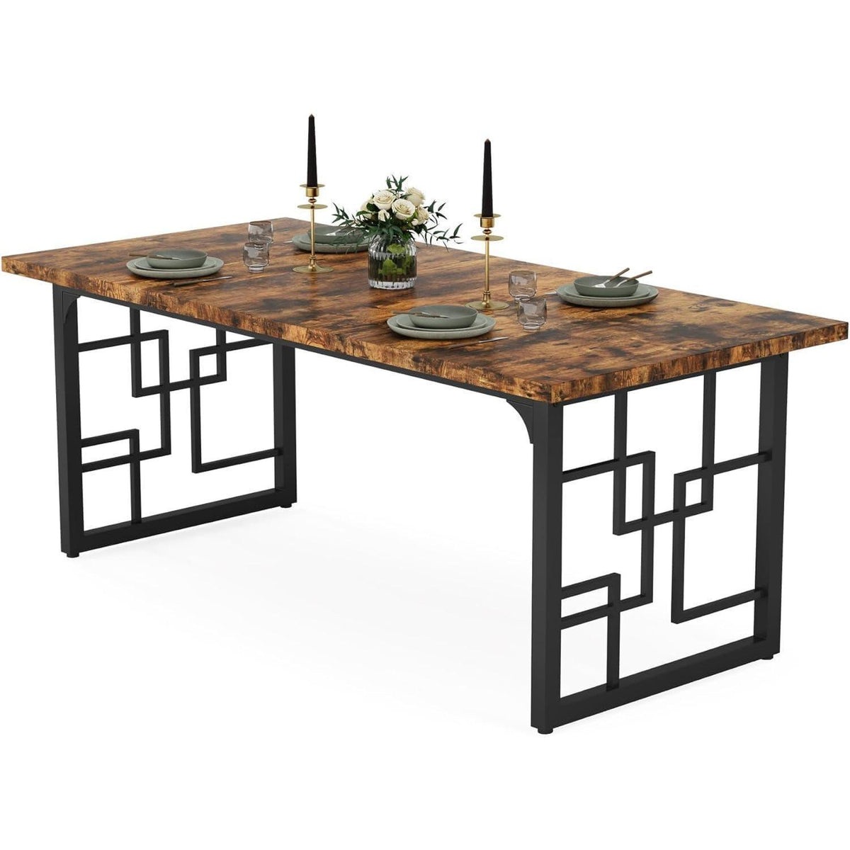 Esstisch für 6 Personen – Industriell, Rustikales Braun, 160x80 cm