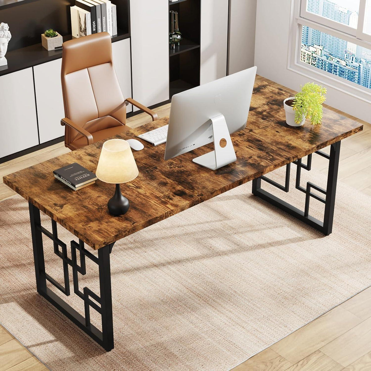 Industriedesign Schreibtisch Holz Metall 160x80x75 cm