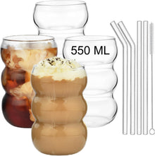 4er Set Trinkglas 550ml gerippte Wave Longdrink Cocktail Eiskaffee