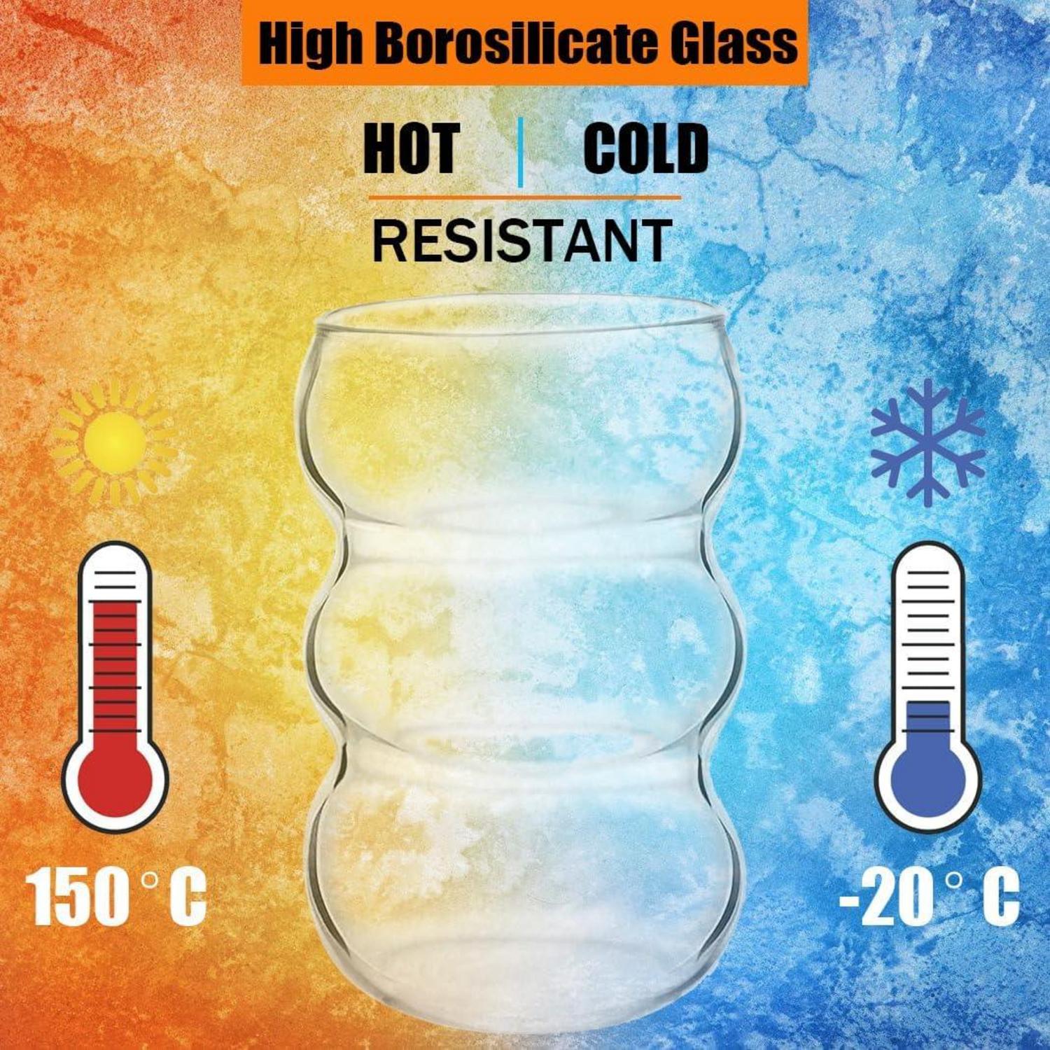 4er Set Trinkglas 550ml gerippte Wave Longdrink Cocktail Eiskaffee