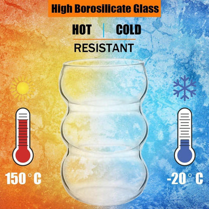 4er Set Trinkglas 550ml gerippte Wave Longdrink Cocktail Eiskaffee