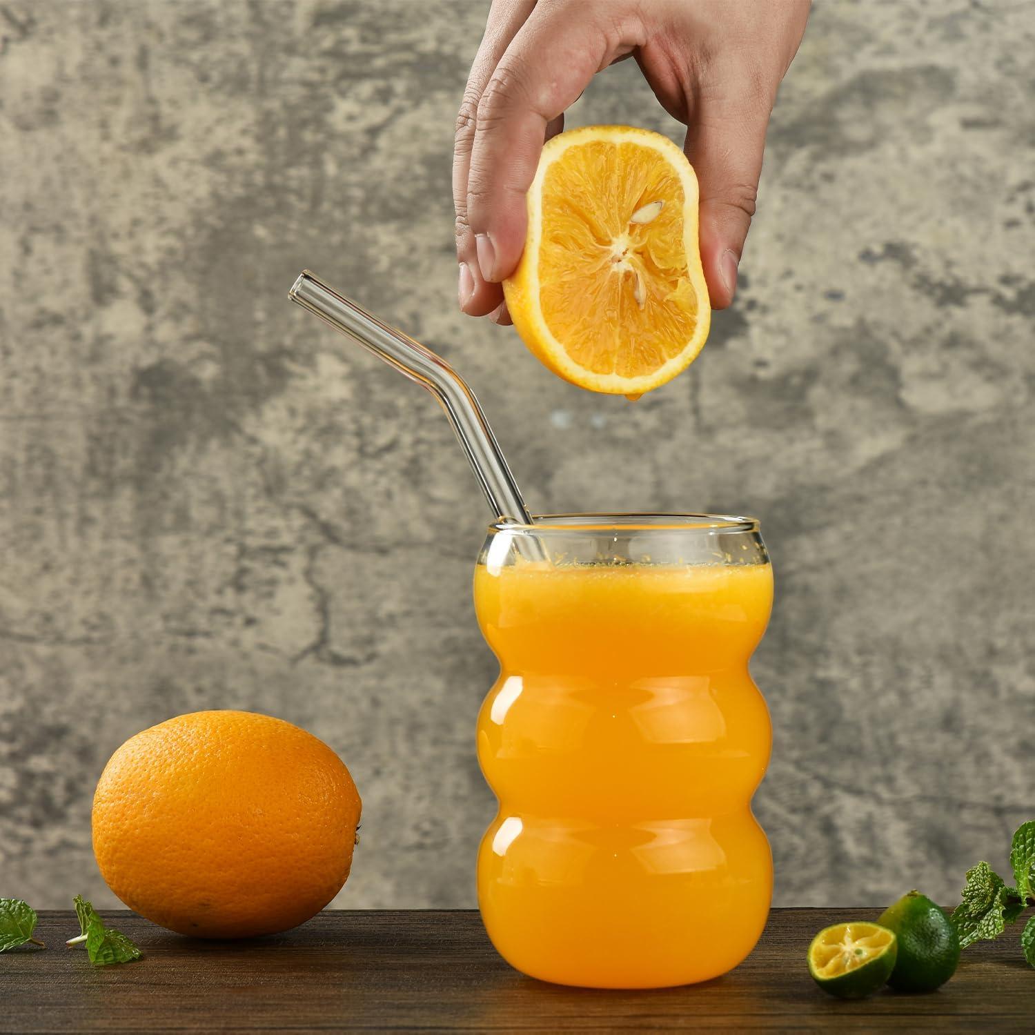 Trinkgläser 550ml Set geripptes Wellen Design 4er Set