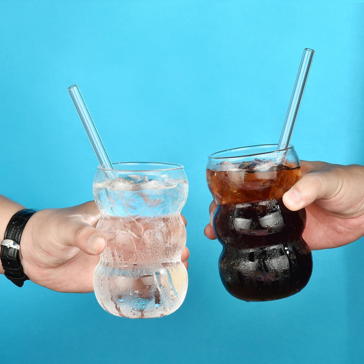 4er Set Trinkglas 550ml gerippte, Latte Macchiato, Longdrink Cocktail Gläser