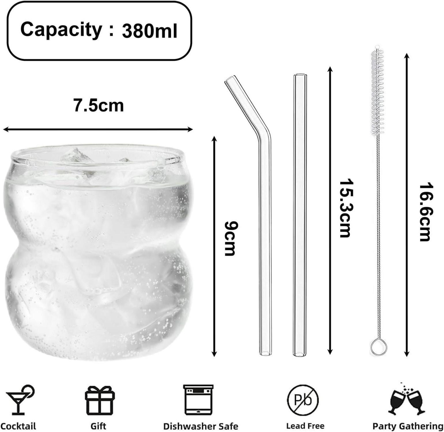 4er Set Trinkglas 380ml geripptes Wavelongdrinkglas