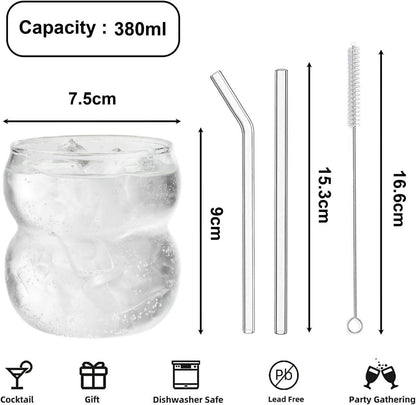 4er Set Trinkglas 380ml geripptes Wavelongdrinkglas