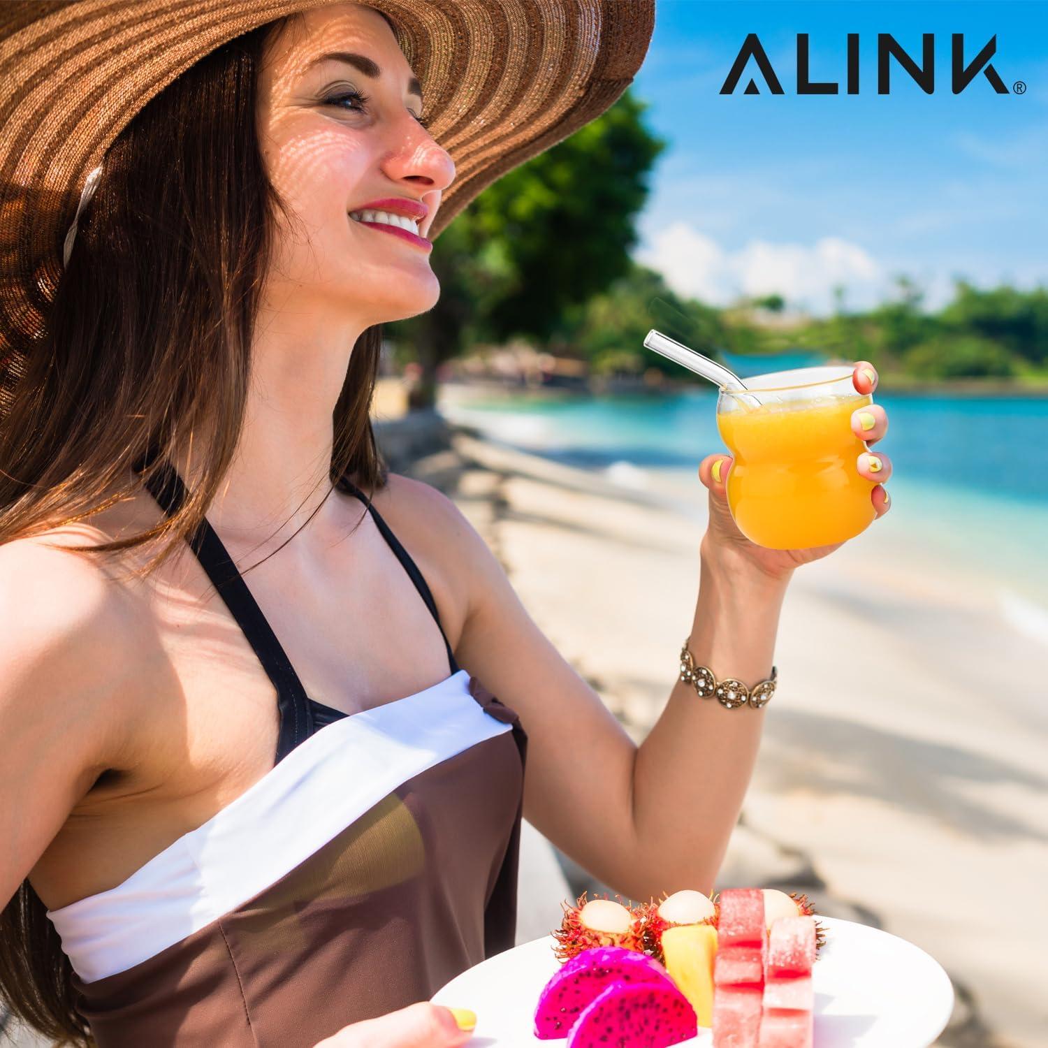 4er Set ALINK Wave Trinkgläser 380ML geripptes Glas Cocktail Gläser