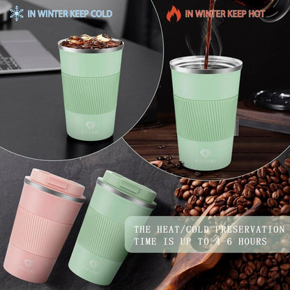CS COSDDI Isolierter Edelstahl Travel Mug 380ml Vakuum Reisebecher