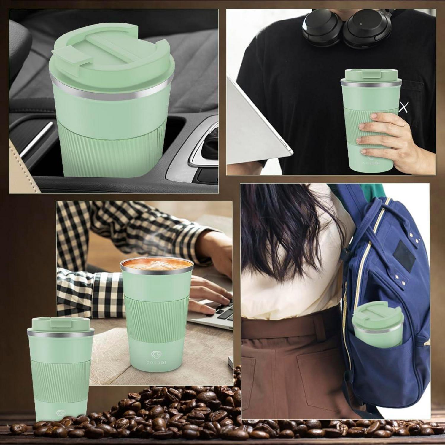 CS COSDDI Isolierter Edelstahl Thermobecher 380ml - Reisebecher mit Deckel