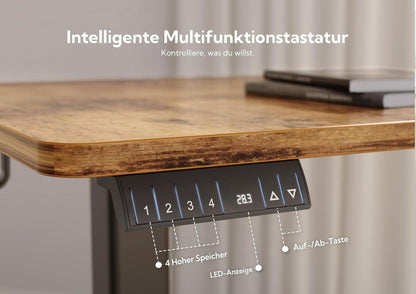 Höhenverstellbarer Eckschreibtisch L-Form Vintage Braun 160x140cm Dual-Motor